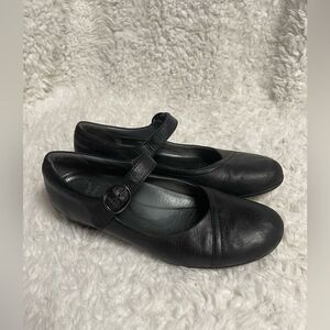 Dansko leather black Mary Jane wedge shoes Velcro strap rubber soles EUR SZ 41